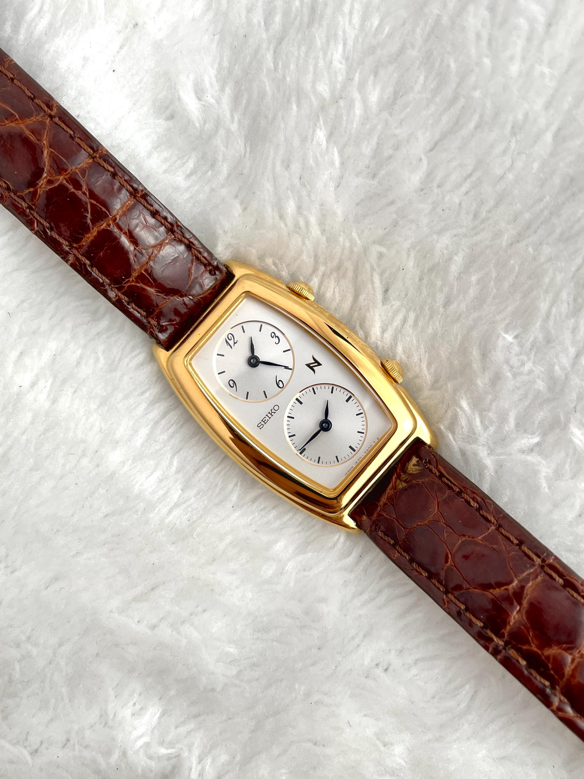 Vintage Seiko Noie Dual Time Leather Strap