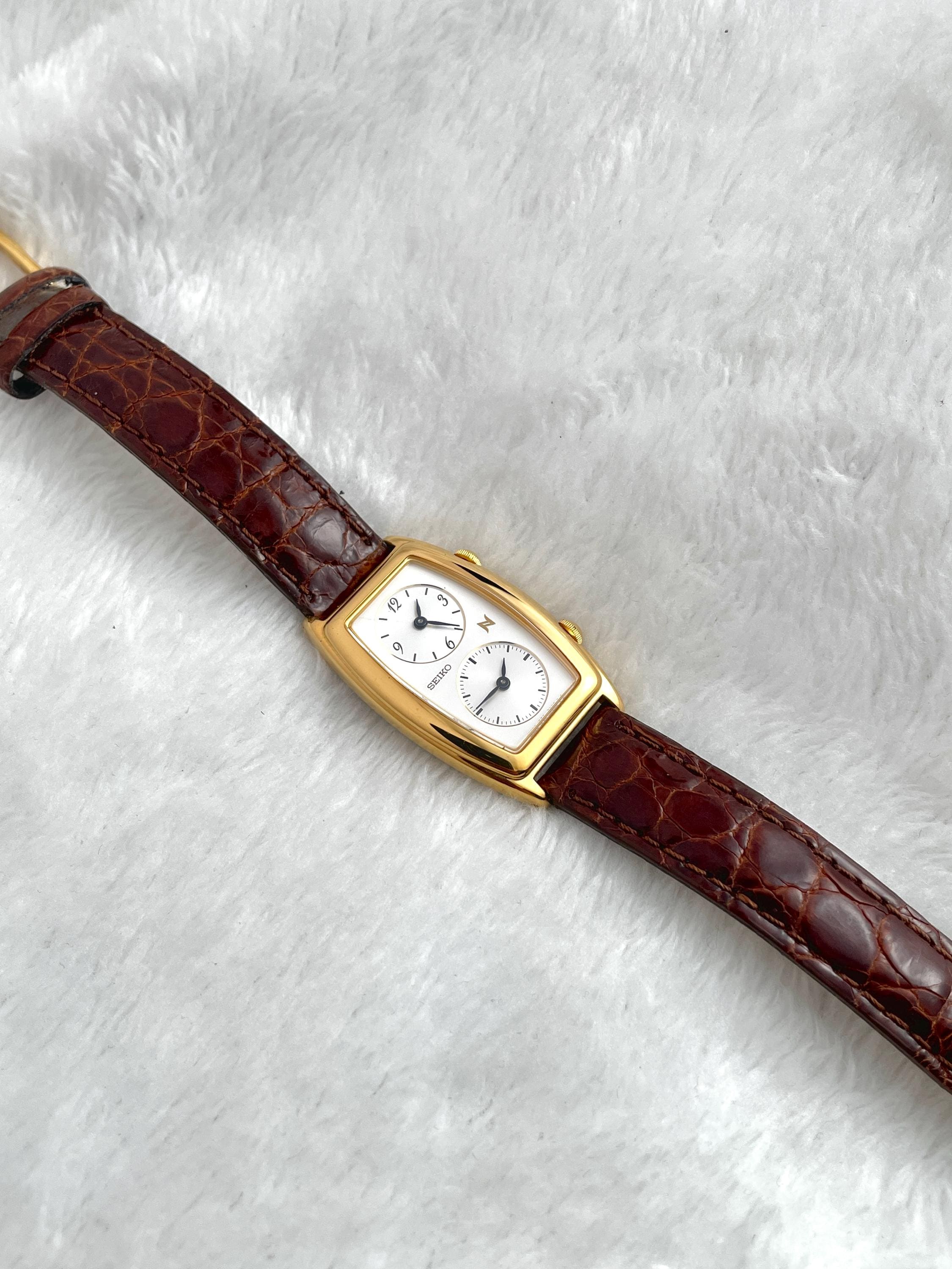 Vintage Seiko Noie Dual Time Leather Strap