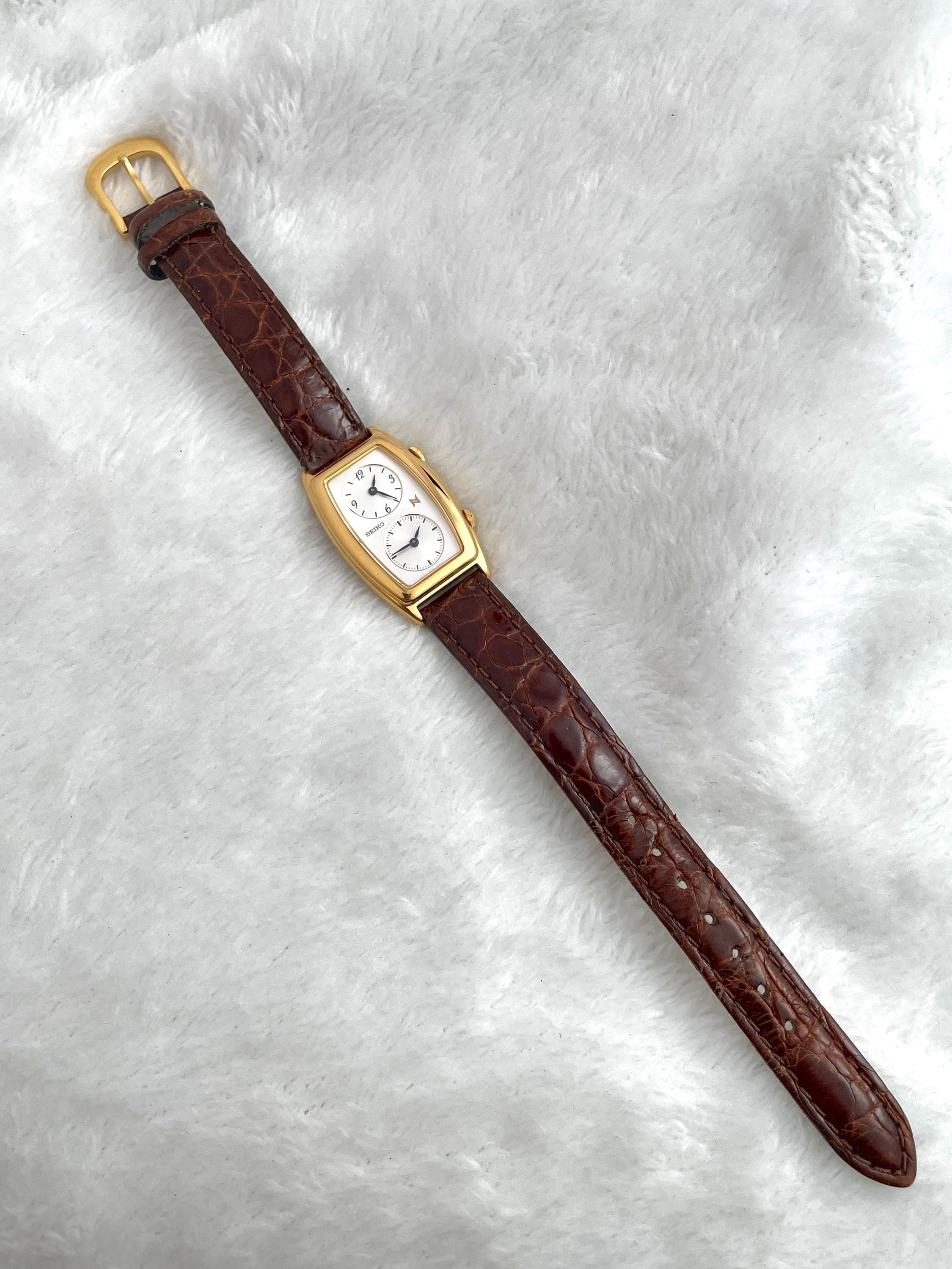 Vintage Seiko Noie Dual Time Leather Strap