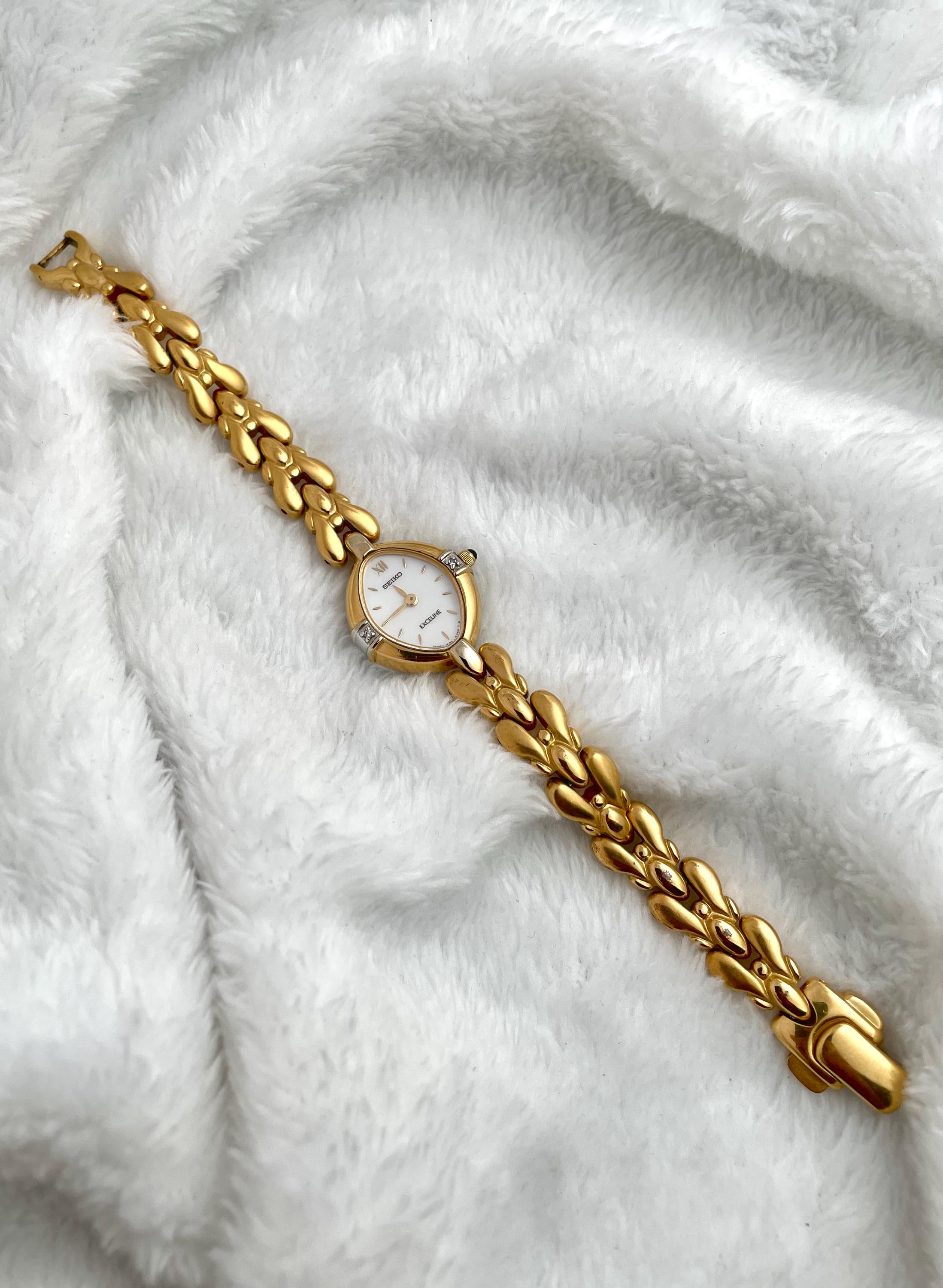 Seiko Ruby Gemstones Dainty Gold Tone