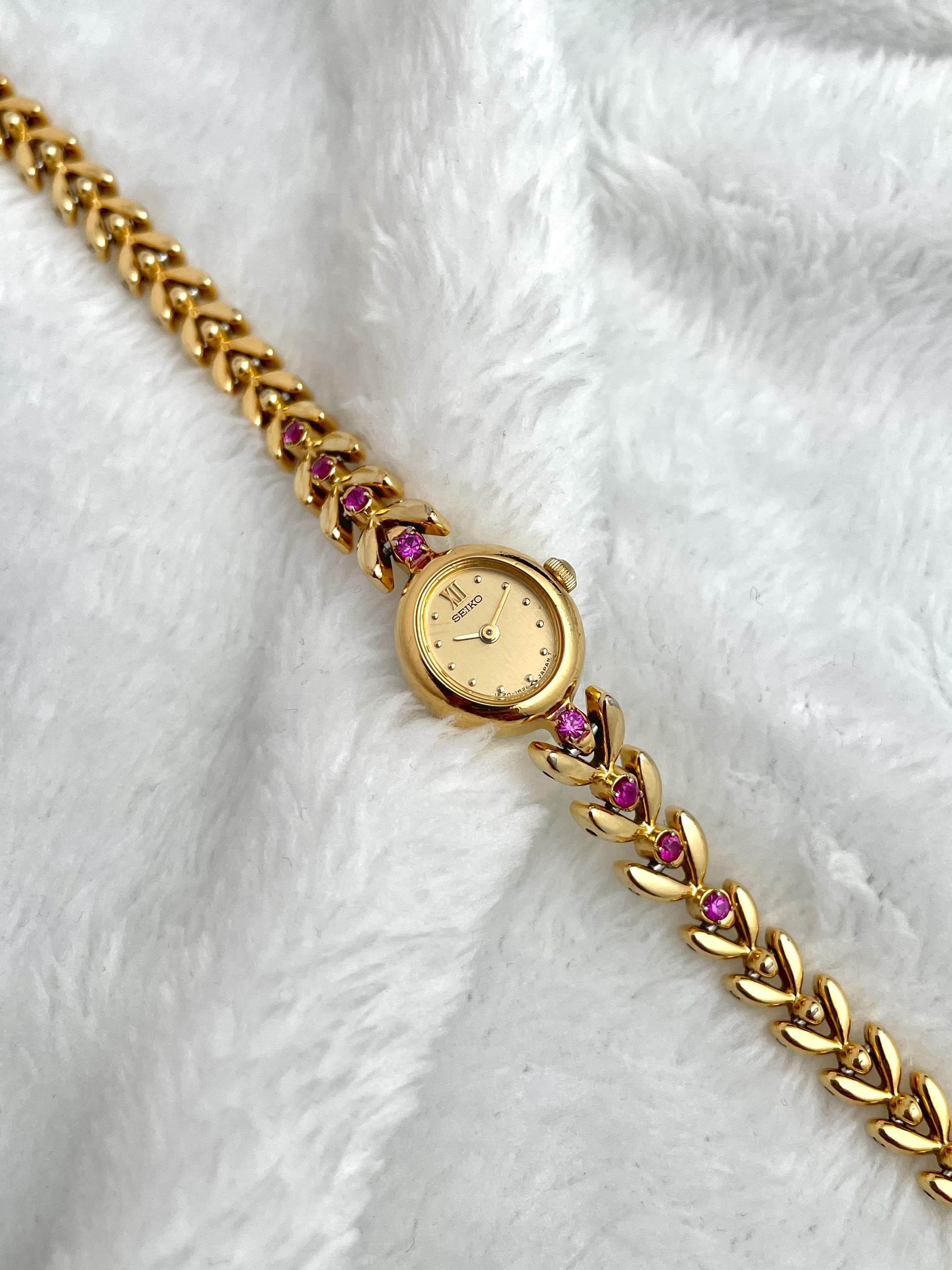 Rare Vintage Seiko Gold Dainty 8 Ruby