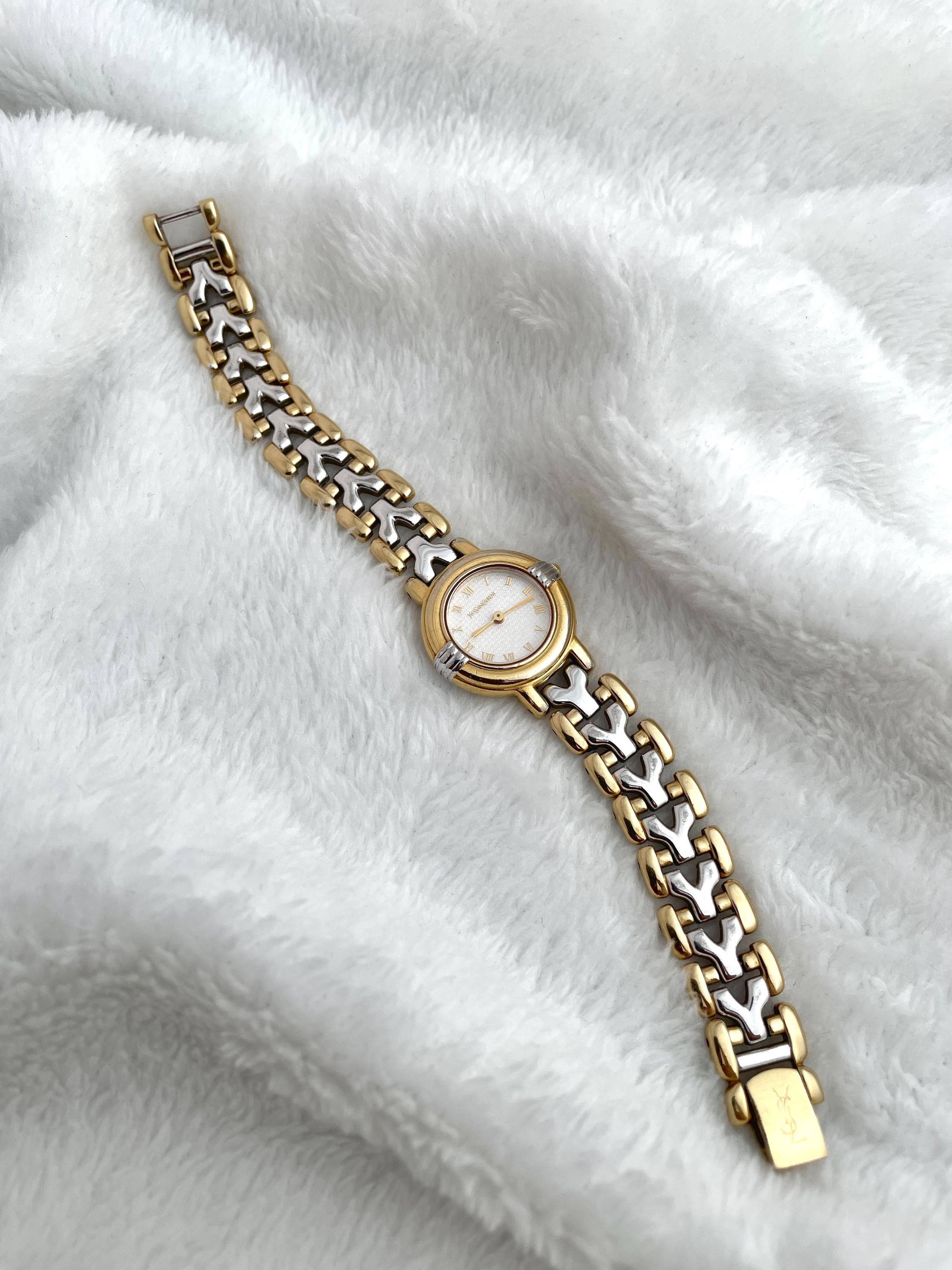 Saint Laurent Logo Textured Dial Two-tone