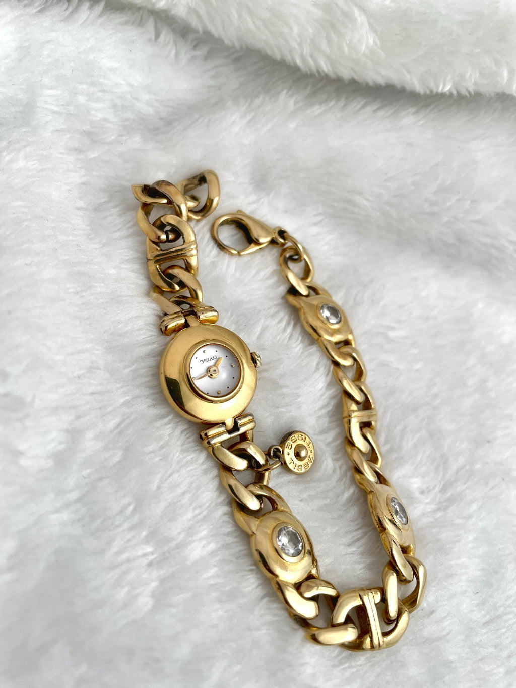 Vintage 80's Seiko Tisse Diamond Gold Tone 1e20 0750