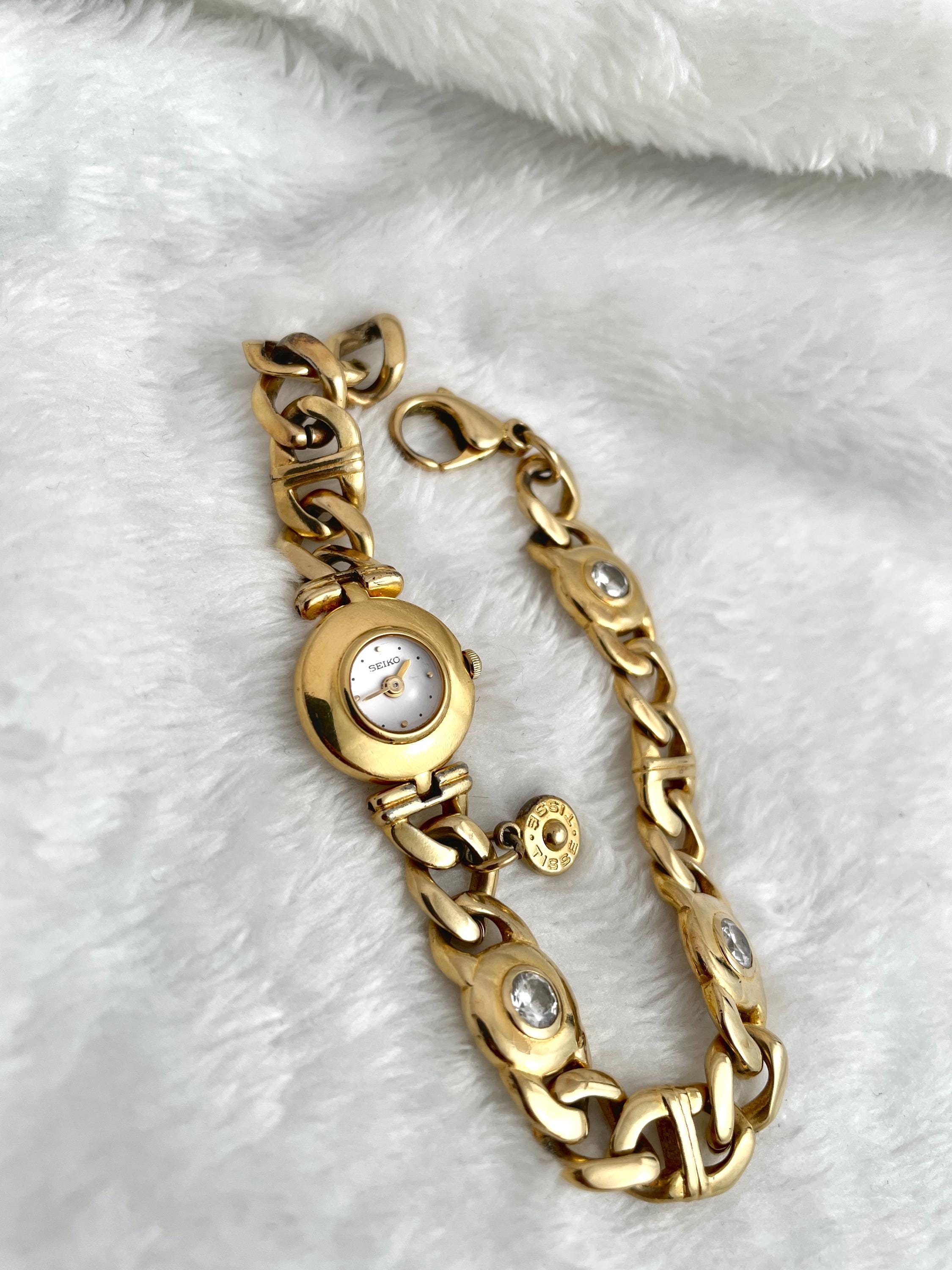 Vintage 80's Seiko Tisse Diamond Gold Tone 1e20 0750