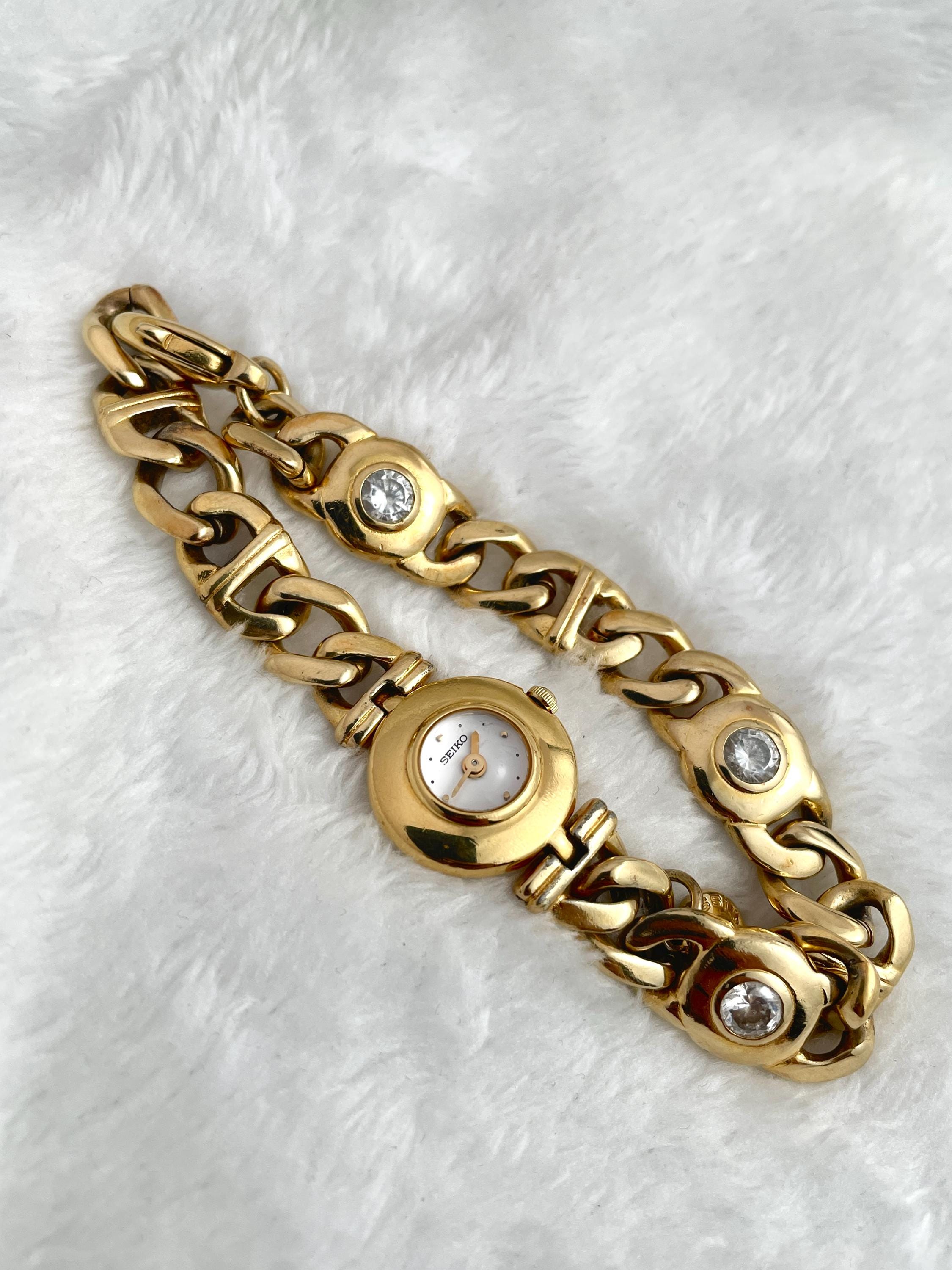 Vintage 80's Seiko Tisse Diamond Gold Tone 1e20 0750