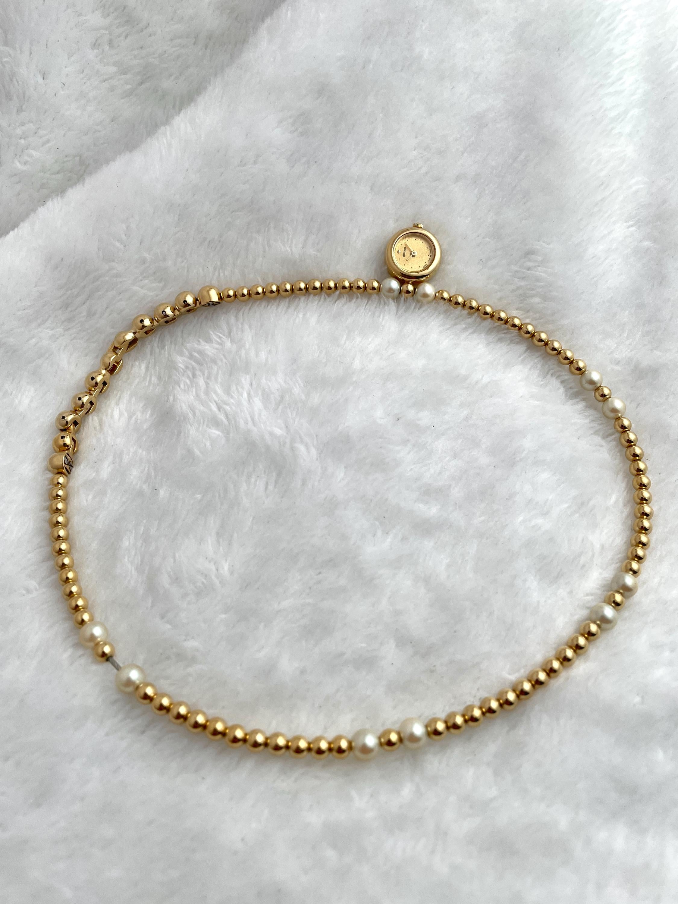 Rare Vintage Seiko Bracelet Round Combi Pearl Quartz Women's Watch 1E20-0B20
