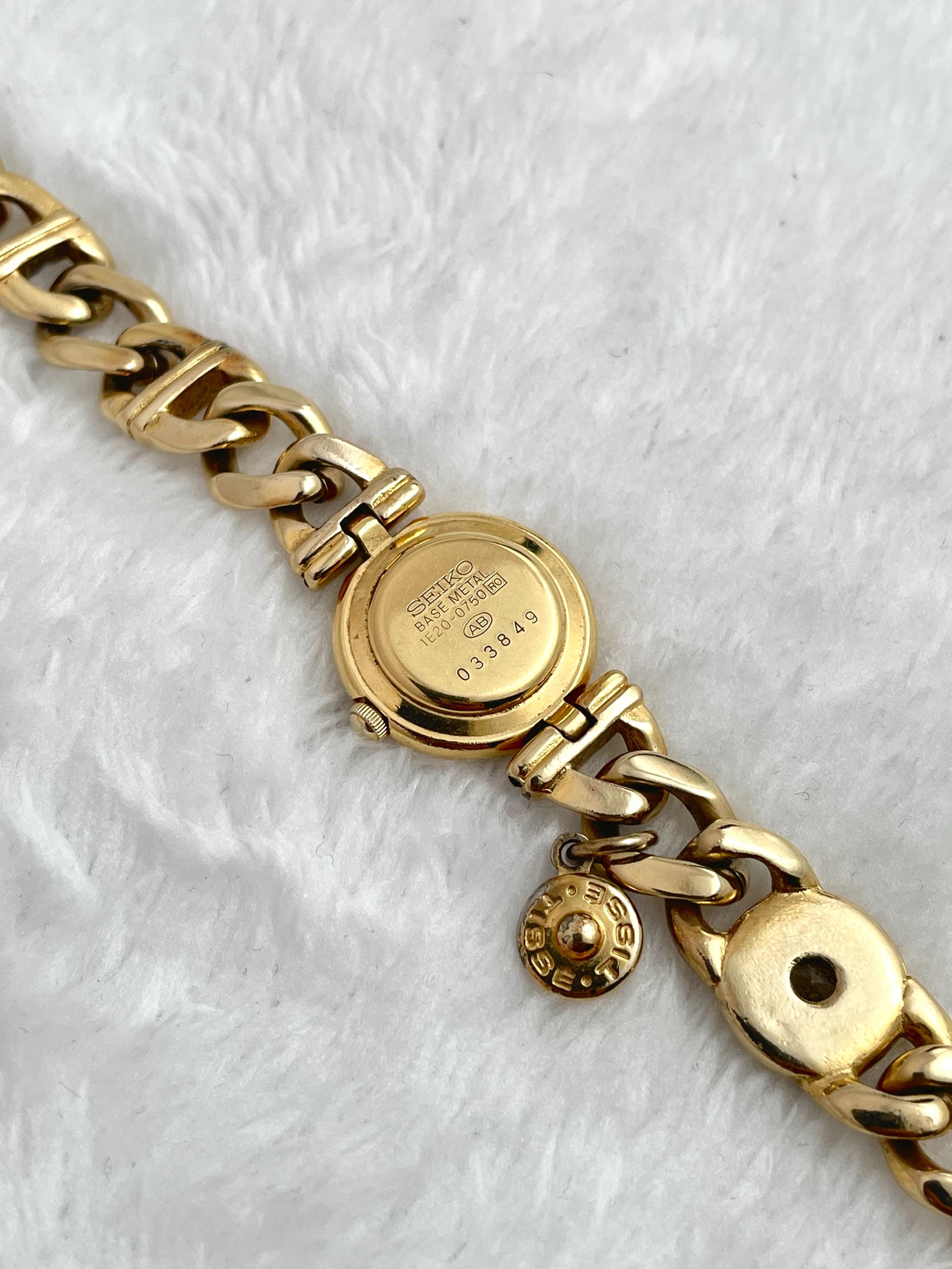 Vintage 80's Seiko Tisse Diamond Gold Tone 1e20 0750