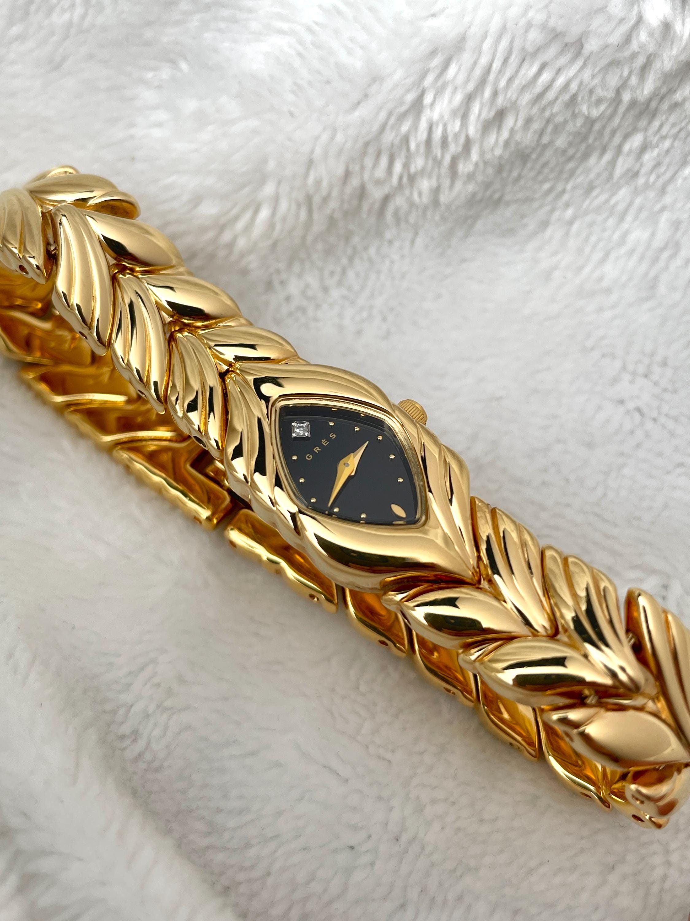 GRES Gold Tone Black Dial