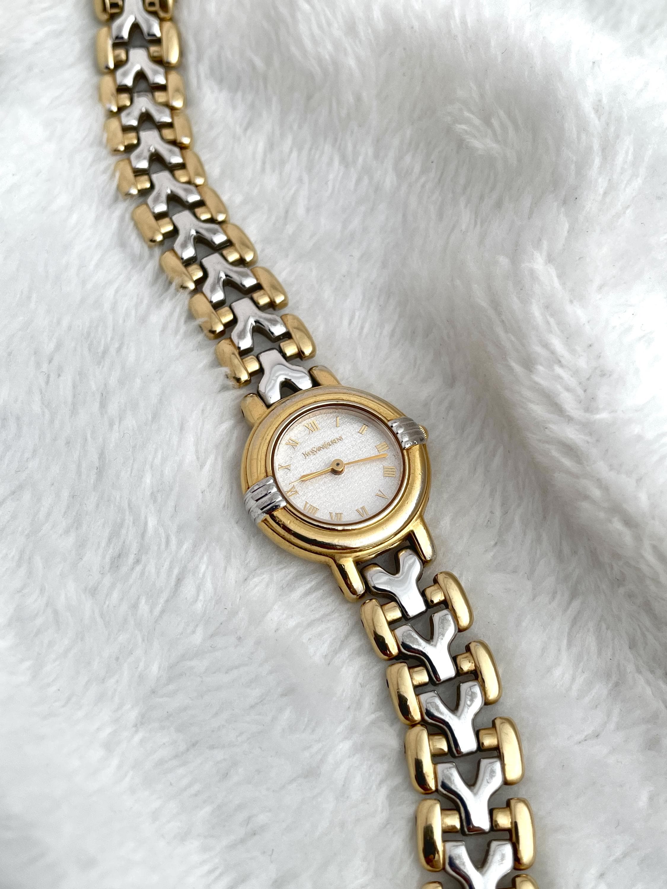 Saint Laurent Logo Textured Dial Two-tone