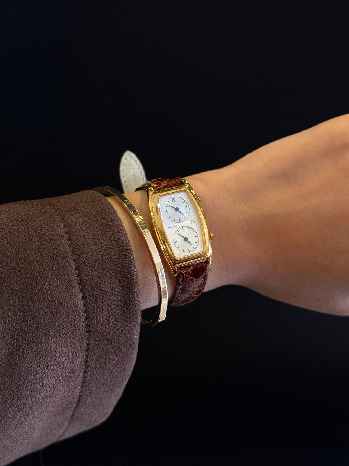 Seiko Noei Dual-Time Gold Tonneau