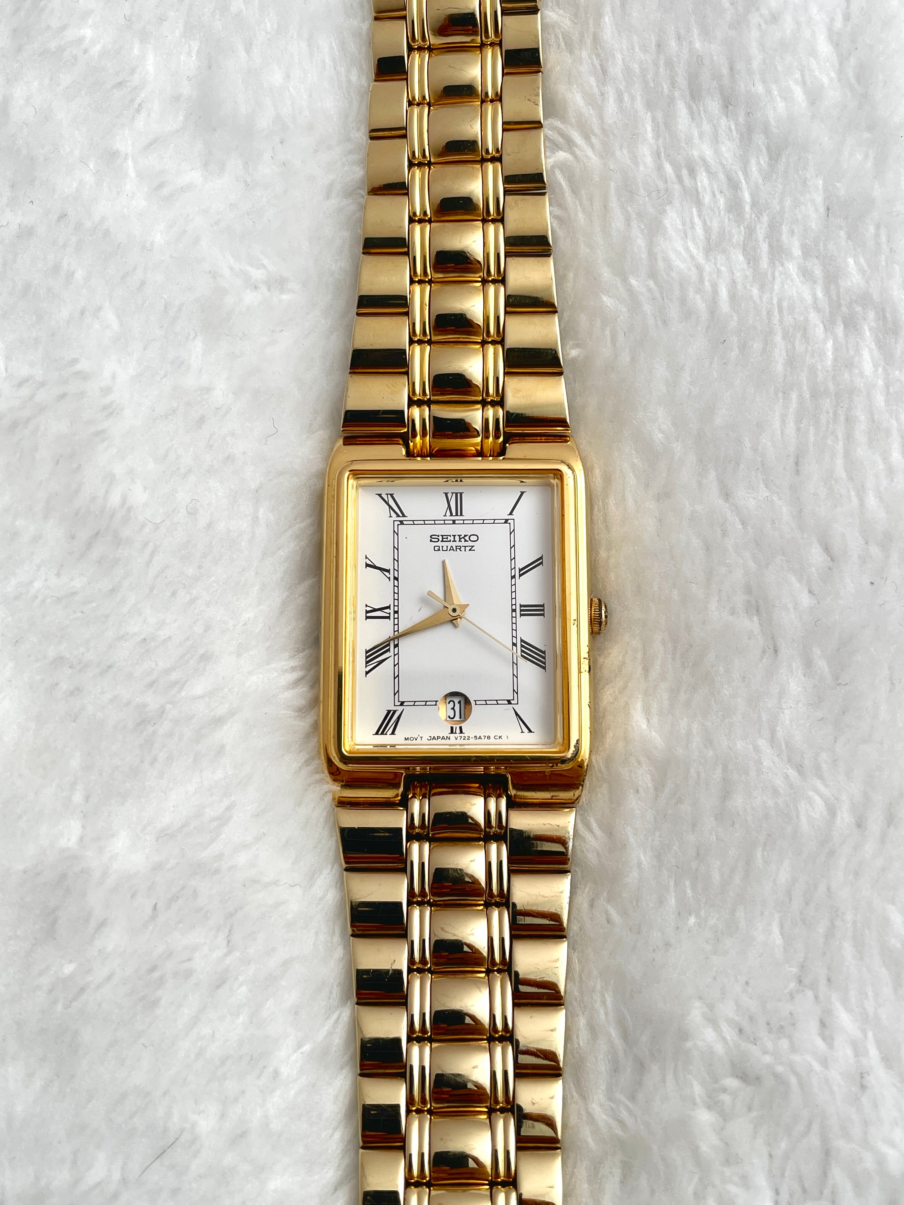 Seiko Tank Roman Index with Date Gold