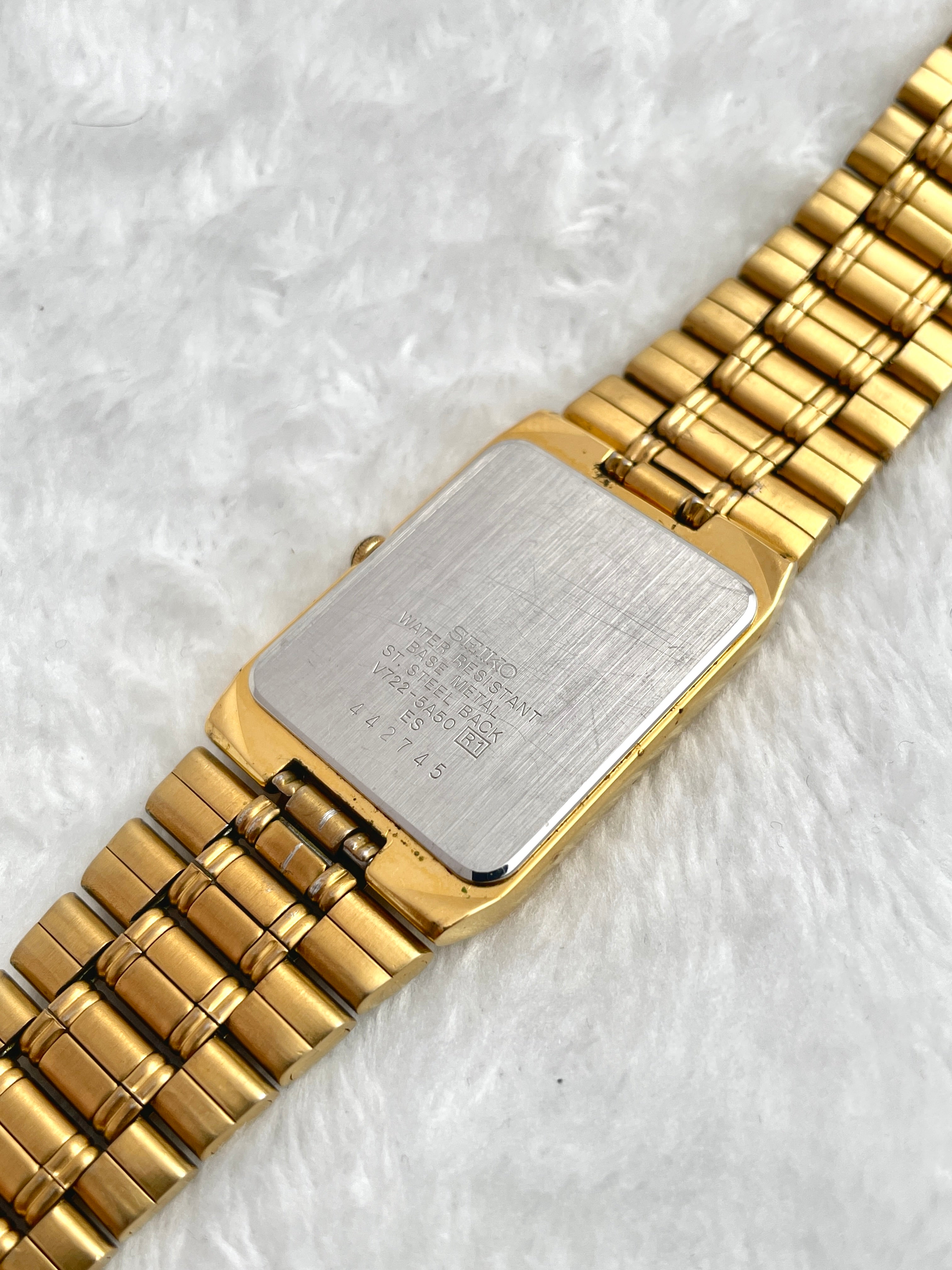 Seiko Tank Roman Index with Date Gold