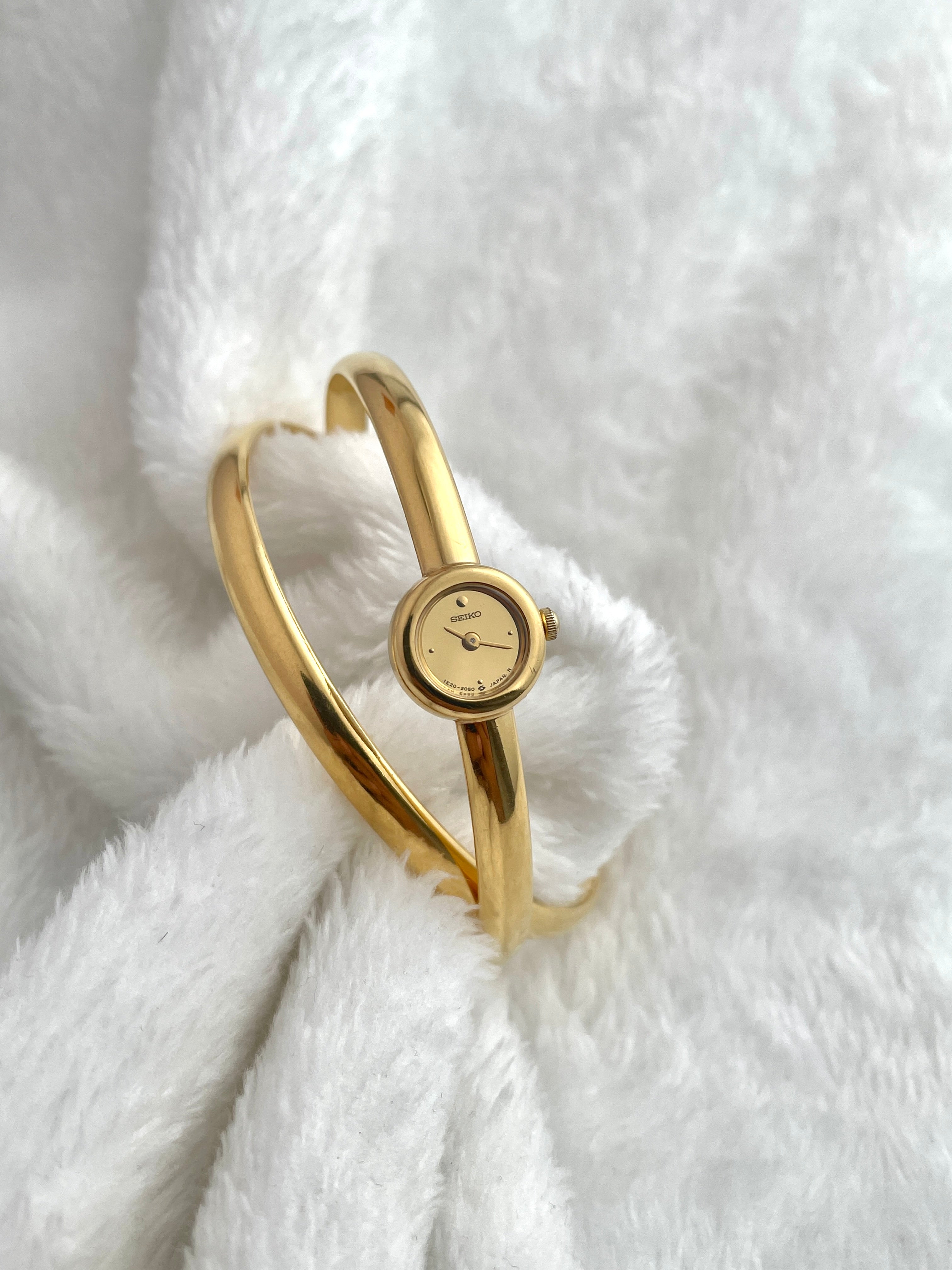 Rare 90s Seiko Double Bangle Gold