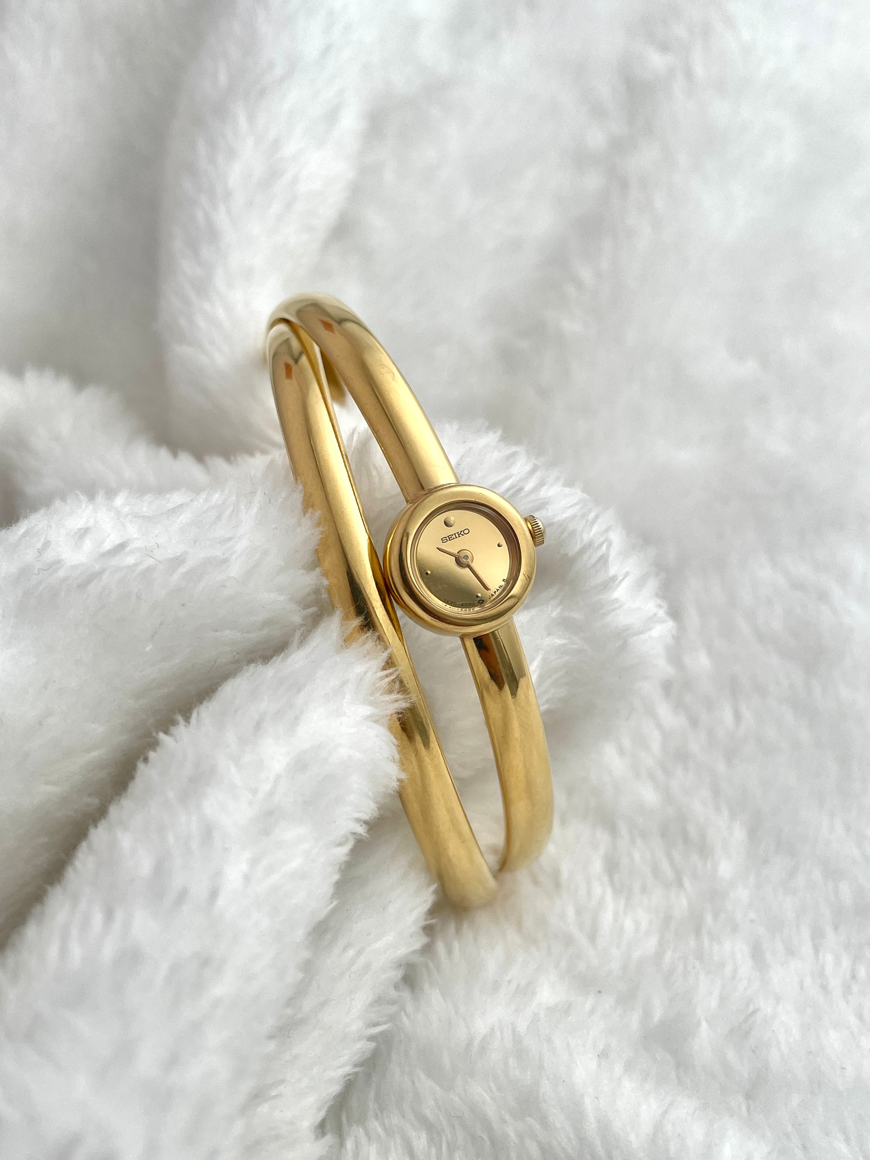 Rare 90s Seiko Double Bangle Gold