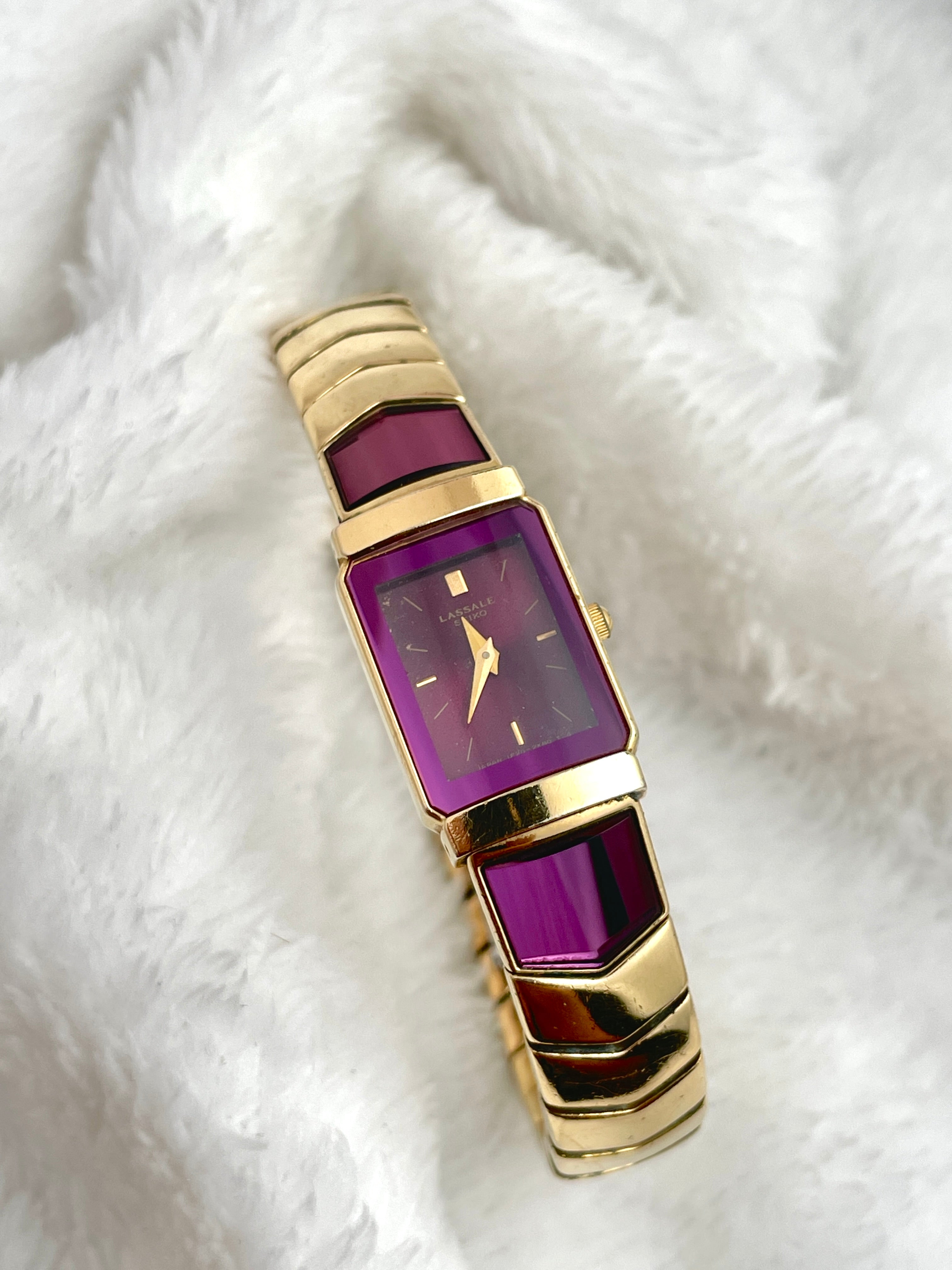 1984 Seiko LASALLE QZ Gold Tone Purple Dial