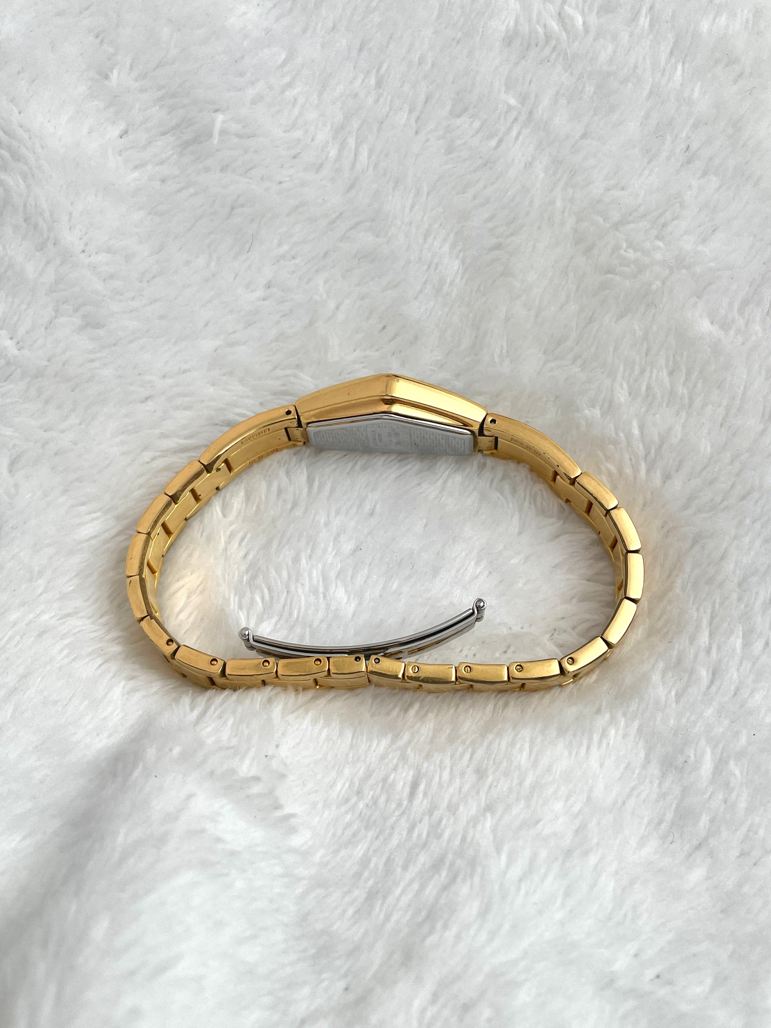 90s Seiko LASSALE Half Moon Gold Tone Black Dial