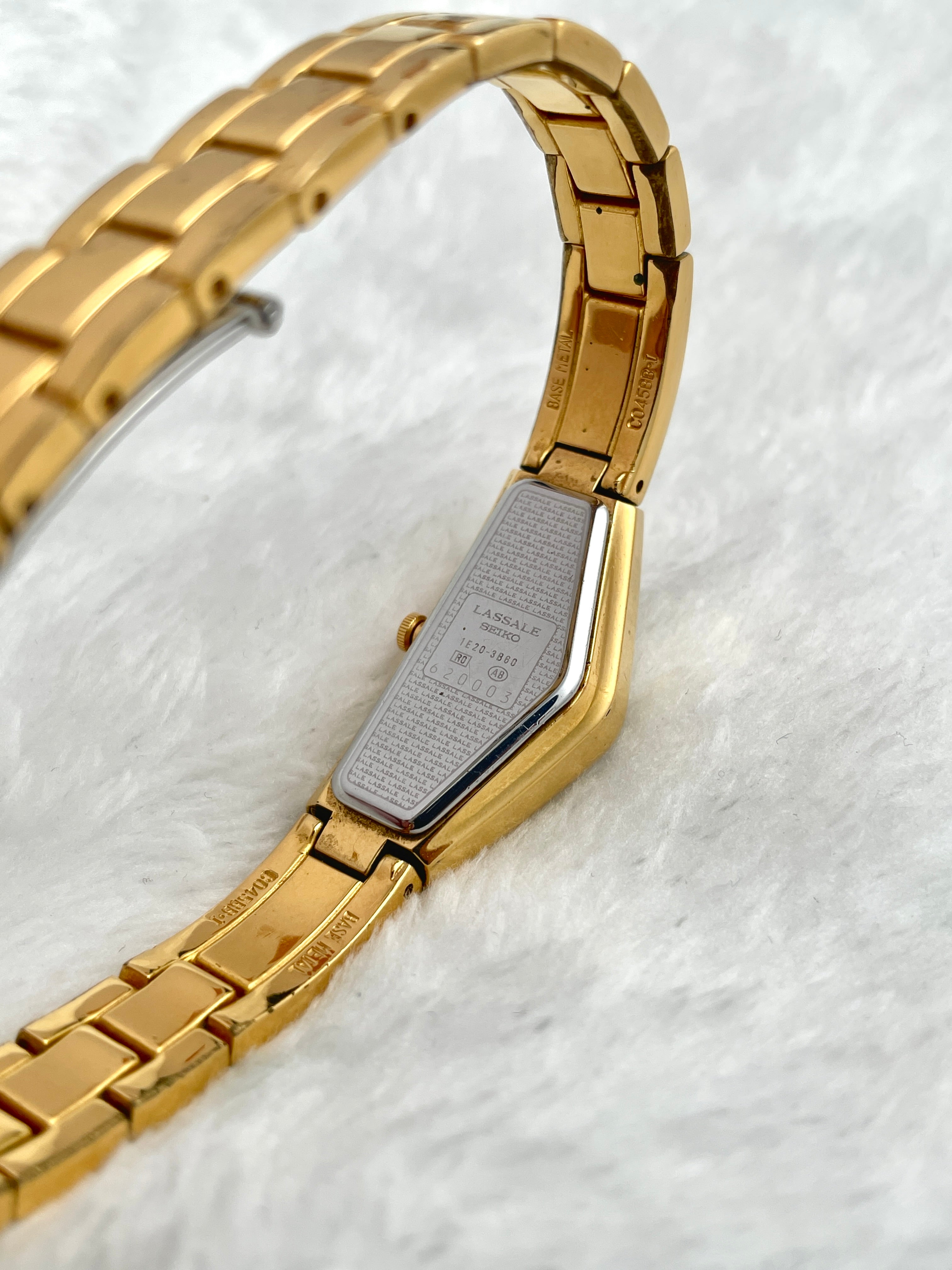 90s Seiko LASSALE Half Moon Gold Tone Black Dial