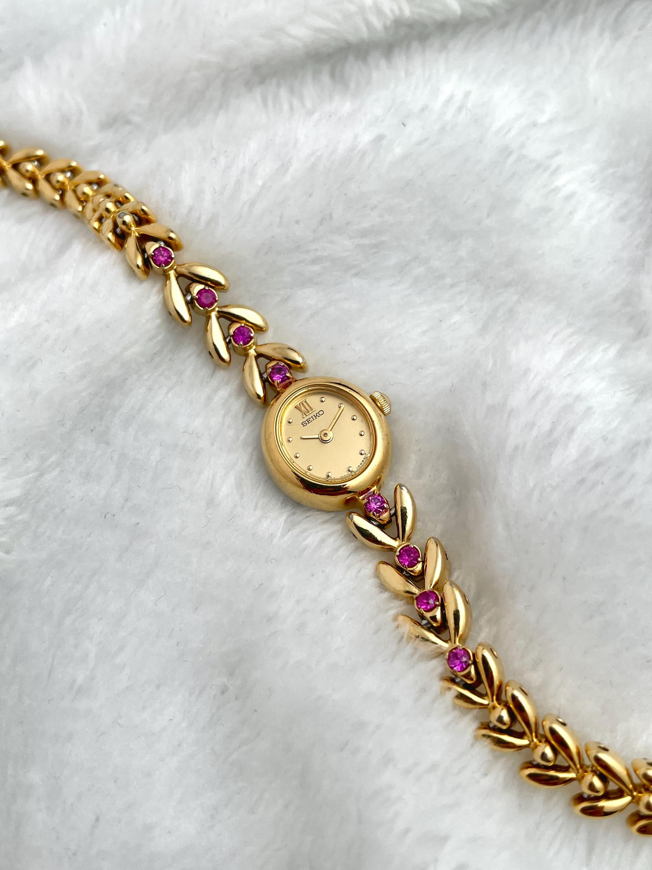Rare Vintage Seiko Gold Dainty 8 Ruby