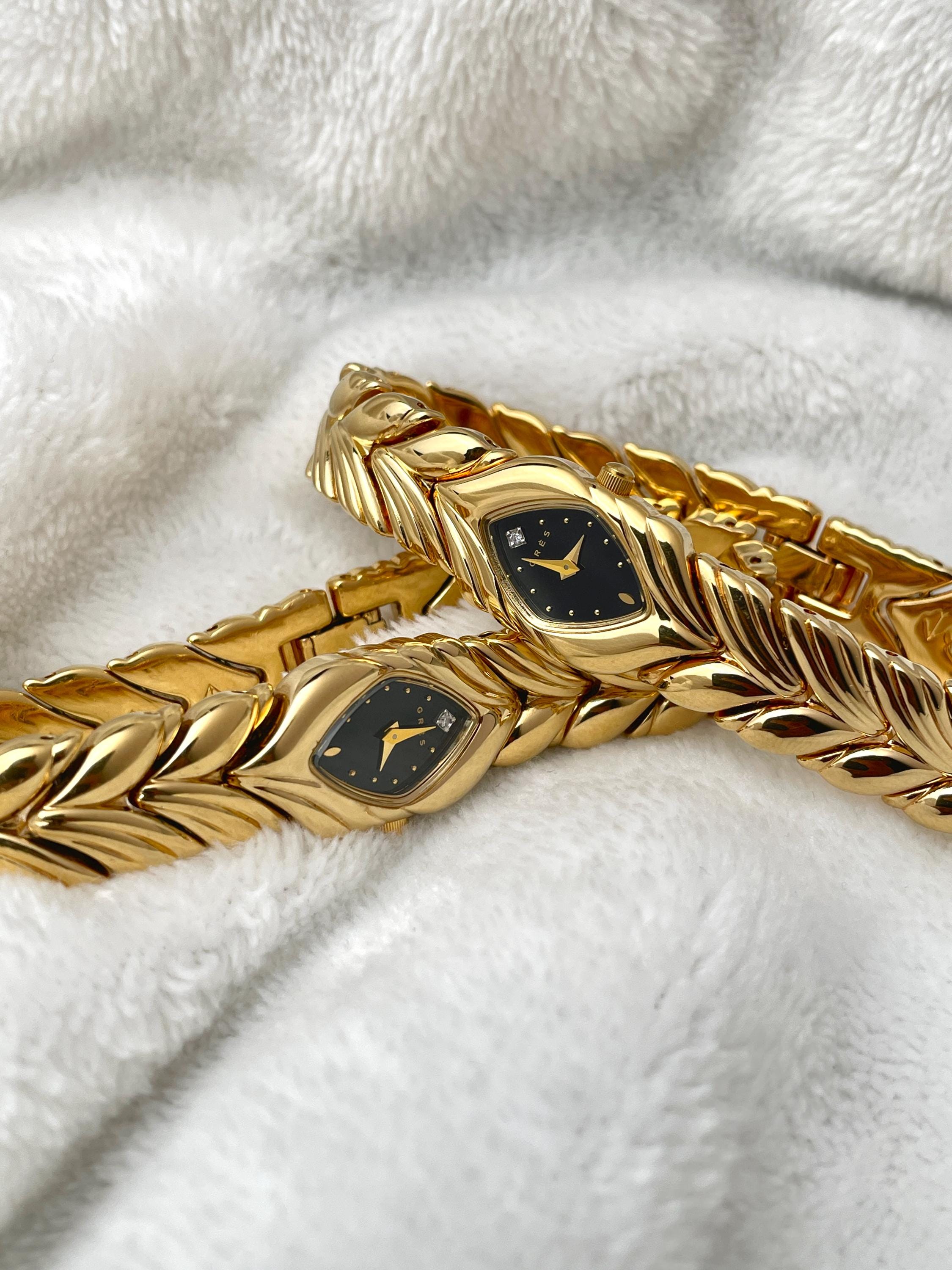 GRES Gold Tone Black Dial