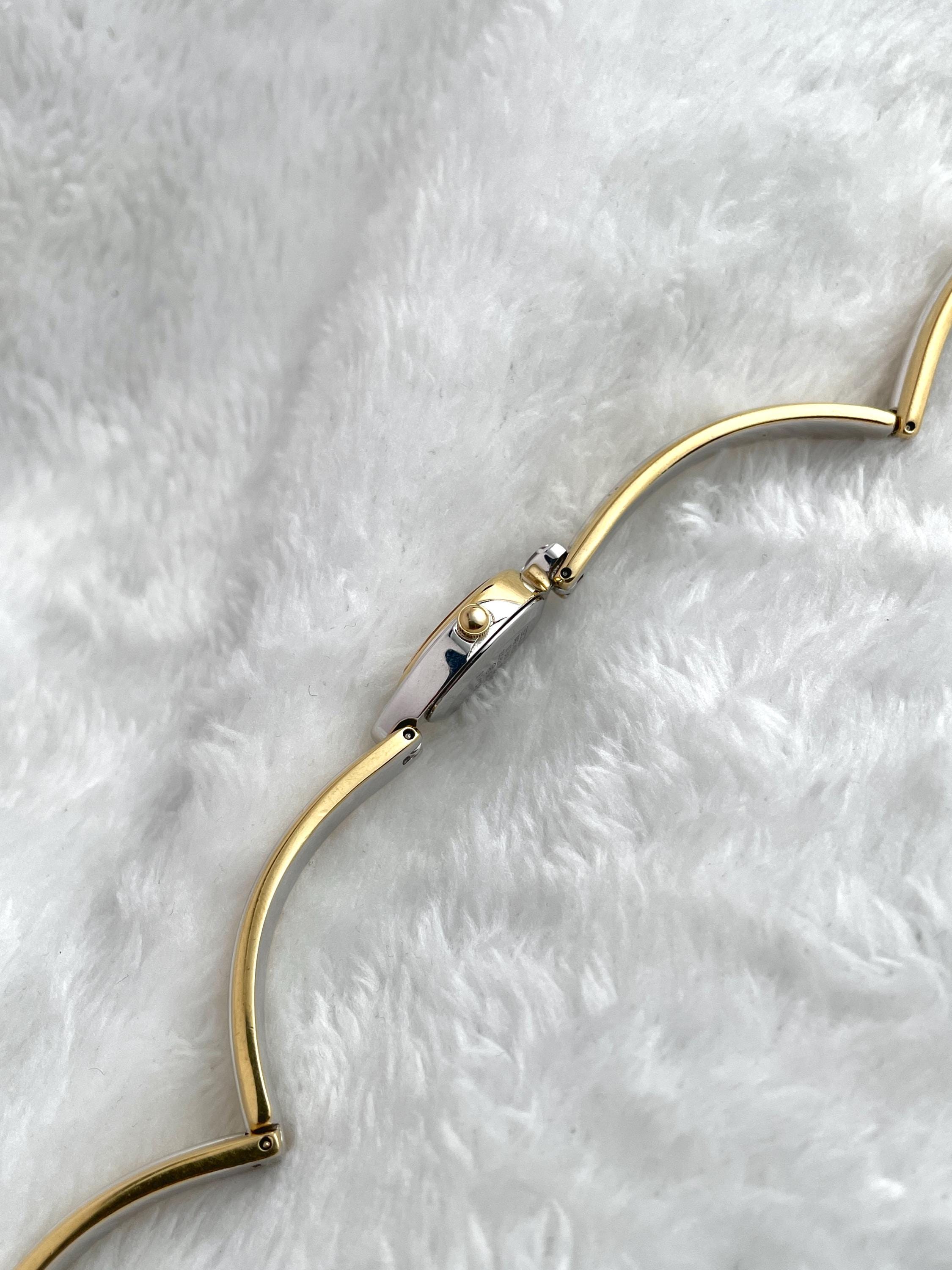 RARE vintage Seiko Two-tone 2 Gemstone Bangle 1E20-6240