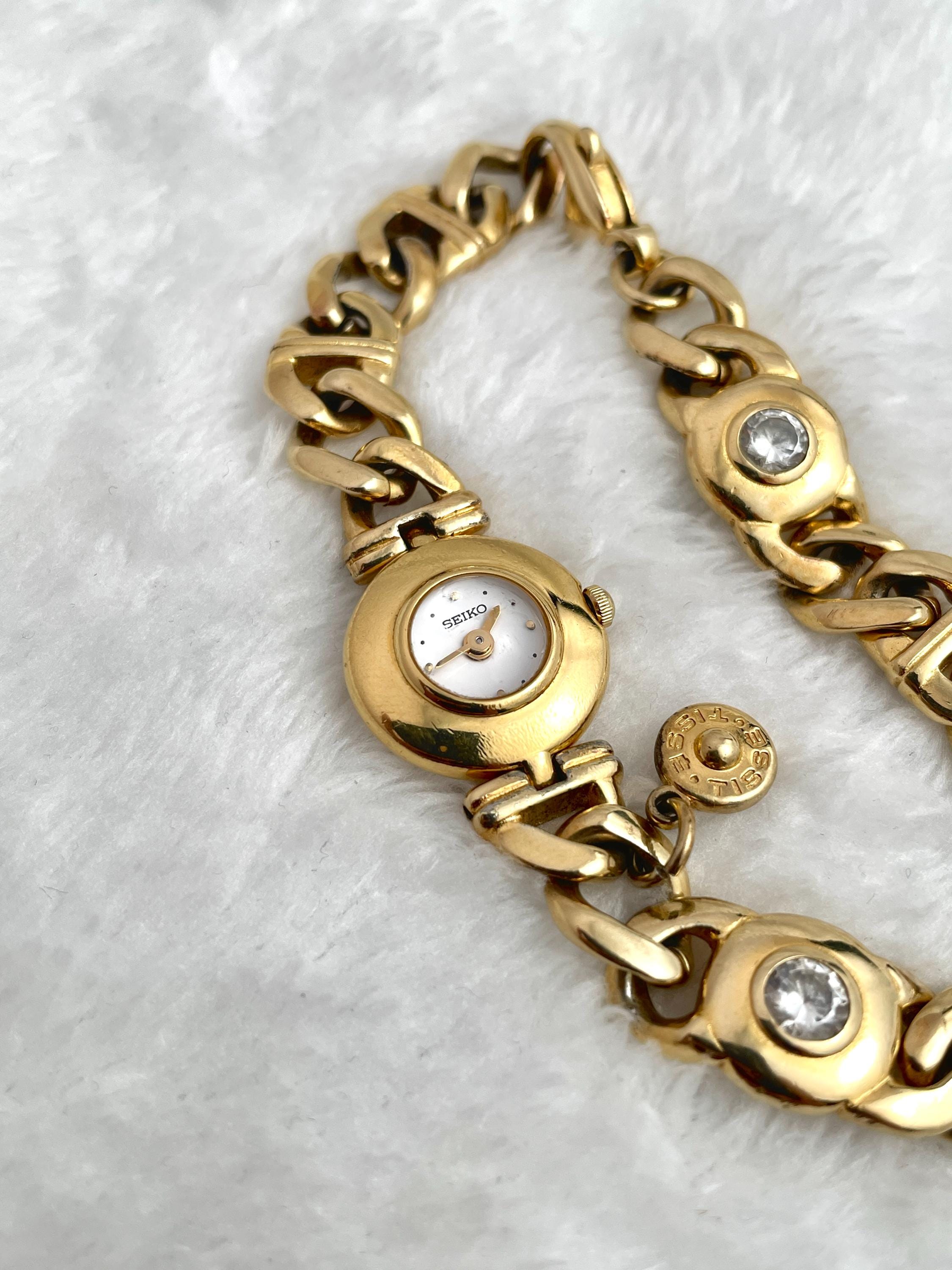 Vintage 80's Seiko Tisse Diamond Gold Tone 1e20 0750