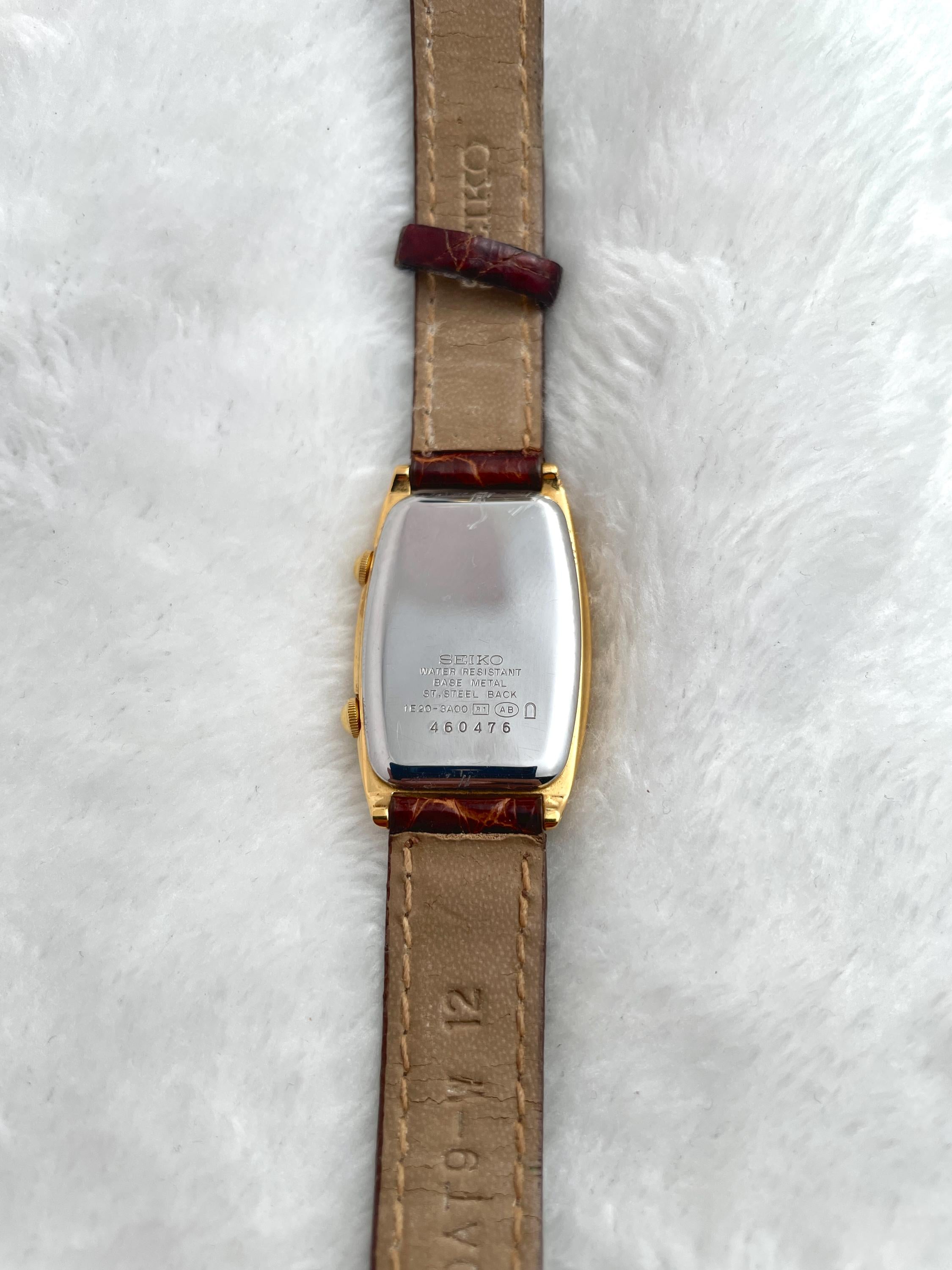 Vintage Seiko Noie Dual Time Leather Strap