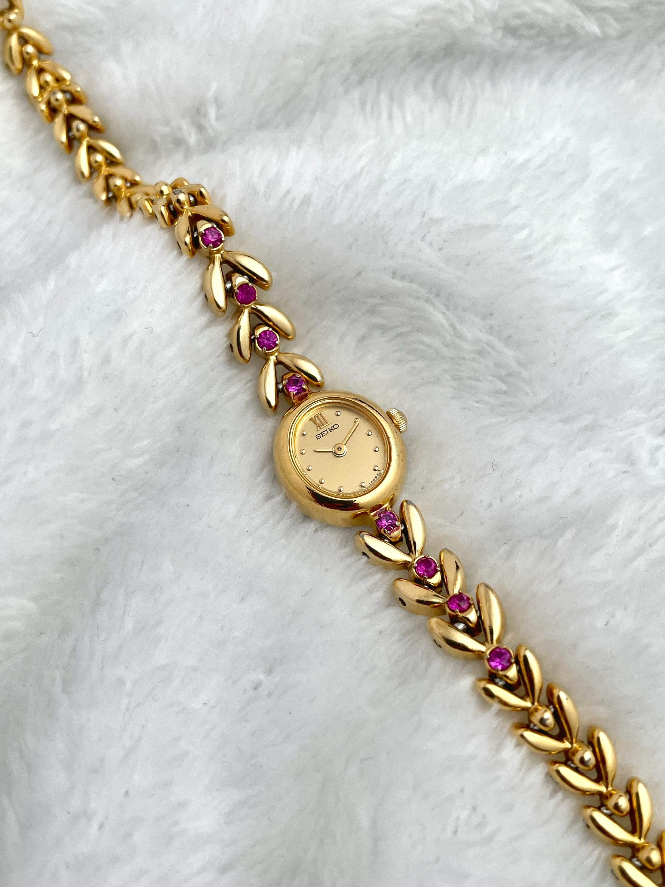 Rare Vintage Seiko Gold Dainty 8 Ruby