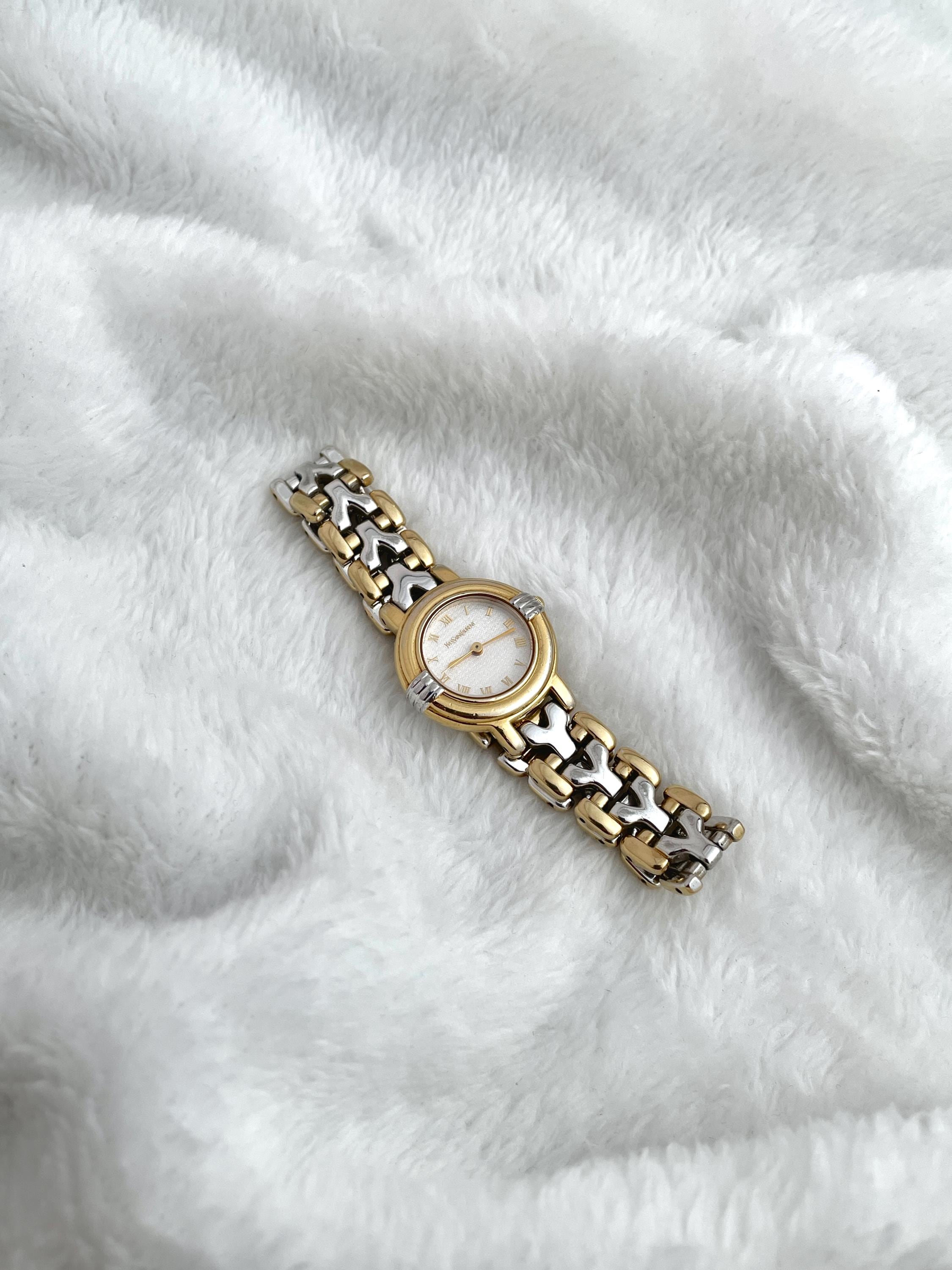 Saint Laurent Logo Textured Dial Two-tone