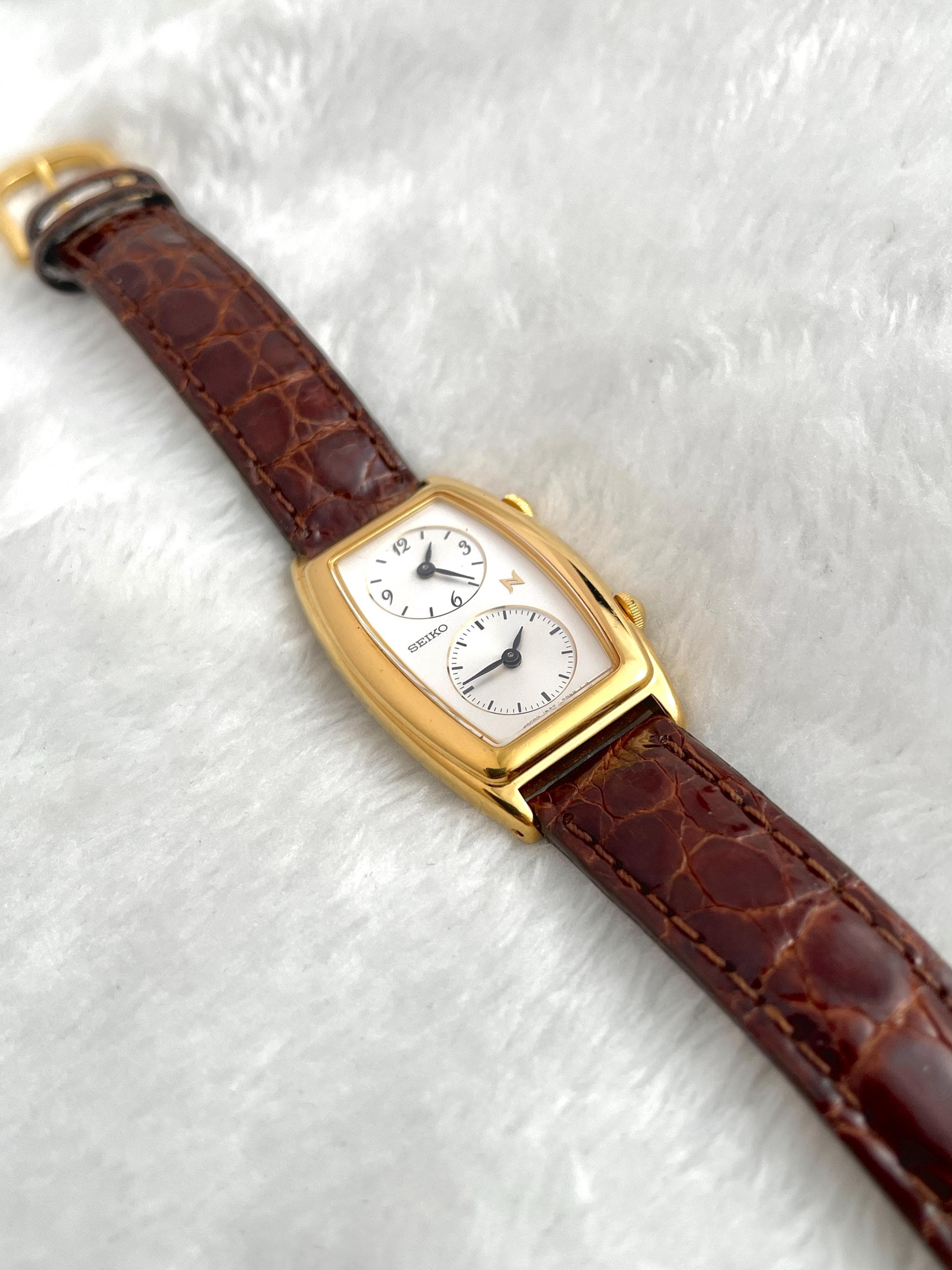 Vintage Seiko Noie Dual Time Leather Strap